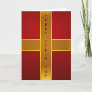 Tarjeta Festiva Caja de regalo de Navidades envueltos de rojo y or