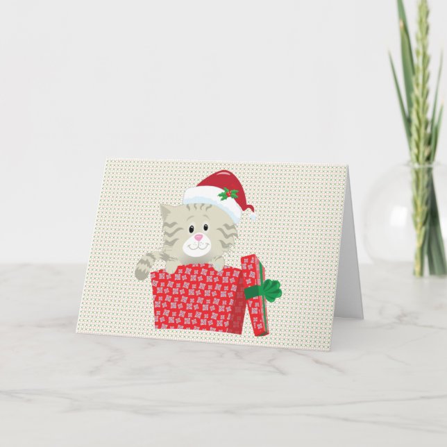 TARJETA FESTIVA CAJA DE REGALOS DE NAVIDADES DE KITTY (Anverso)