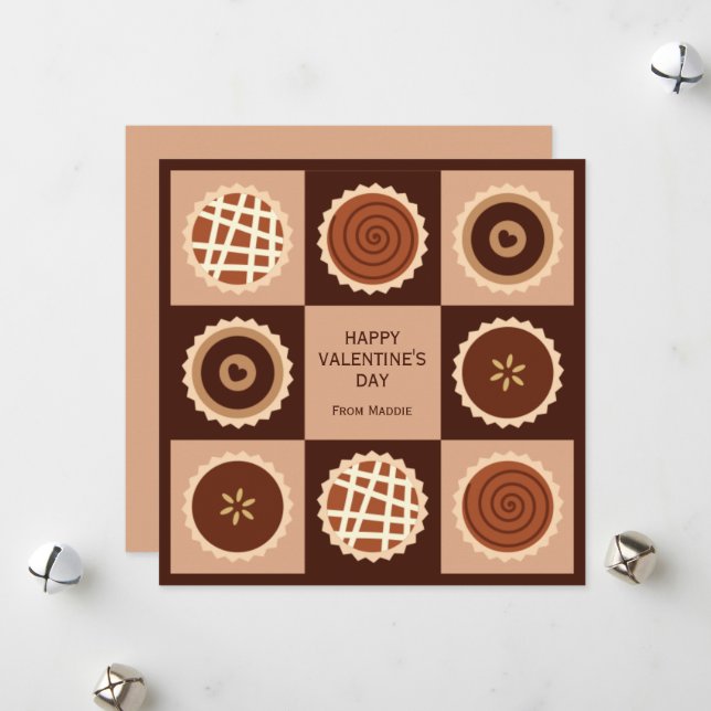 Tarjeta Festiva Caja de San Valentín de chocolate (Anverso/Reverso In Situ)