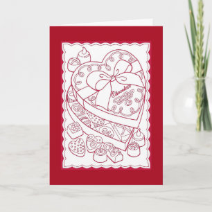 Tarjeta Festiva Caja Del El día de San Valentín Rojo De Chocolates