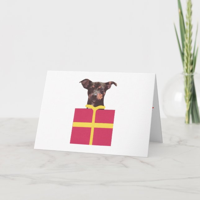 Tarjeta Festiva Caja del Pinscher miniatura (Anverso)