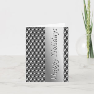 Tarjeta Festiva Cajas cromadas 3-d - gris hematita