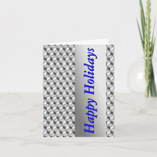 Tarjeta Festiva Cajas cromadas 3-d - gris plateado y azul