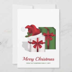 Tarjeta Festiva Cajas De Regalo Blancas Y Verdes Con Texto Persona