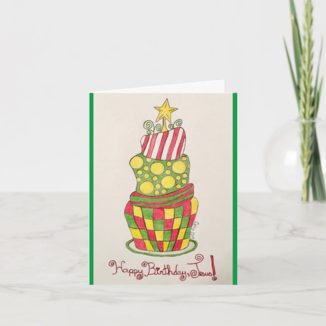 Tarjeta Festiva Cake For The King; Happy Birthday Jesus; Christmas (Anverso)
