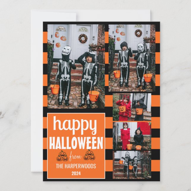 Tarjeta Festiva Calabaza boo jack-o-lantern feliz Halloween 5 Foto (Anverso)