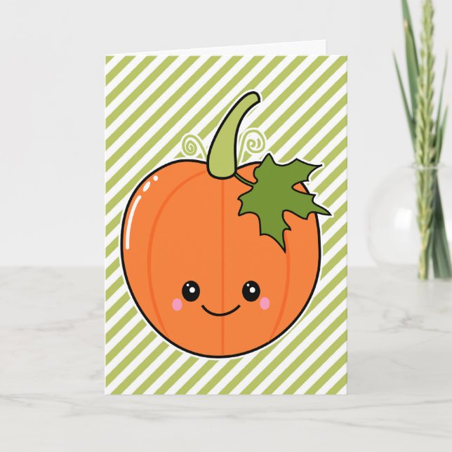 Tarjeta Festiva Calabaza Cute Kawaii (Anverso)