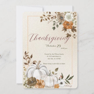 Tarjeta Festiva Calabaza de Acción de Gracias y otoño