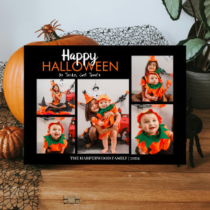 Tarjeta Festiva Calabaza de Boo jack-o-lantern Collage de fotos de