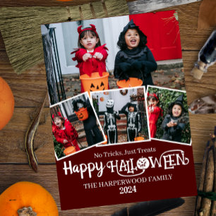 Tarjeta Festiva Calabaza de Boo jack-o-lantern Collage de fotos de
