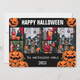 Tarjeta Festiva Calabaza de Boo jack-o-lantern Collage de fotos de