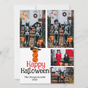 Tarjeta Festiva Calabaza de Boo jack-o-lantern feliz Halloween 4 F