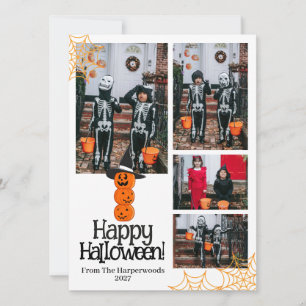 Tarjeta Festiva Calabaza de Boo jack-o-lantern feliz Halloween 4 F