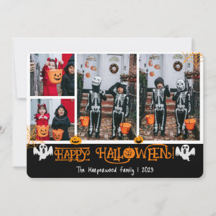 Tarjeta Festiva Calabaza de Boo linterna de Halloween Colaje de fo