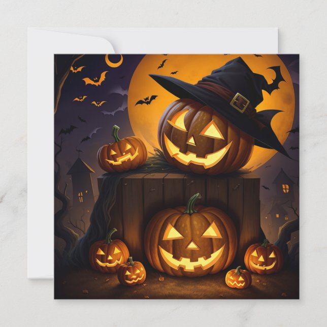 Tarjeta Festiva Calabaza de Halloween (Anverso)