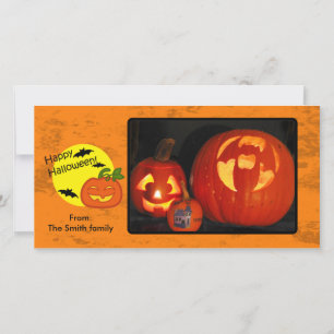 Tarjeta Festiva Calabaza de Halloween con antecedentes angustiados