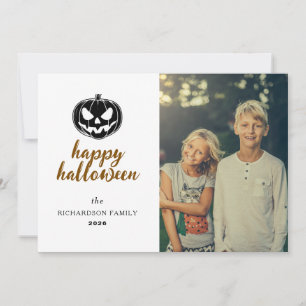 Tarjeta Festiva Calabaza de Halloween con estilo rústico 1 Foto