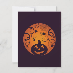 Tarjeta Festiva Calabaza de Halloween Jack o linterna cara de cala