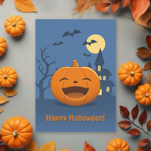 Tarjeta Festiva Calabaza de Halloween riendo