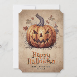 Tarjeta Festiva Calabaza de Halloween vieja