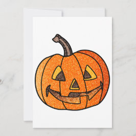 Tarjeta Festiva Calabaza de Jack con purpurina