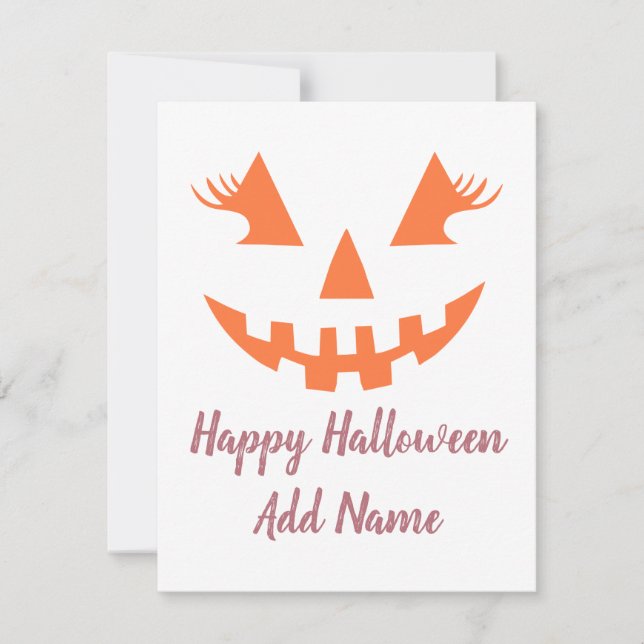 Tarjeta Festiva Calabaza de Jack O Lantern personalizada Feliz Hal (Anverso)