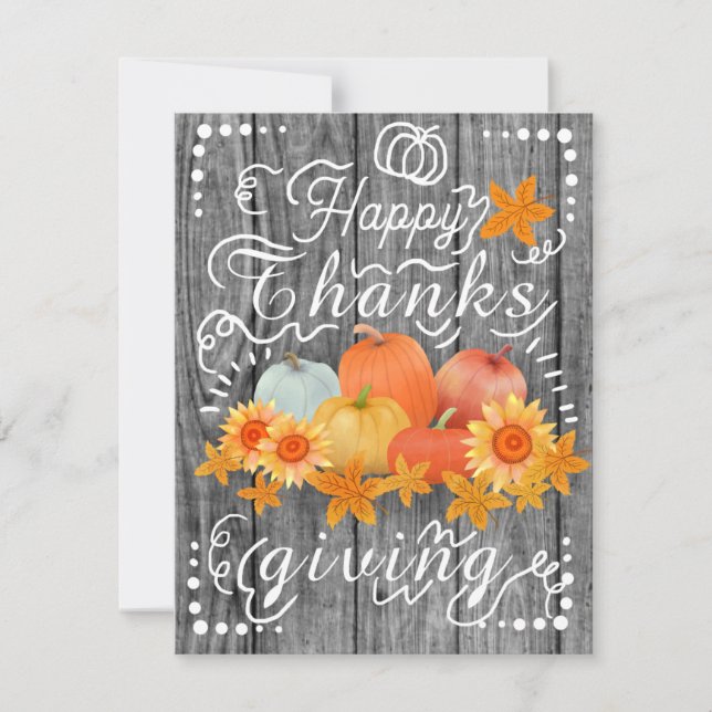 Tarjeta Festiva Calabaza de Otoño Gris Pino (Anverso)