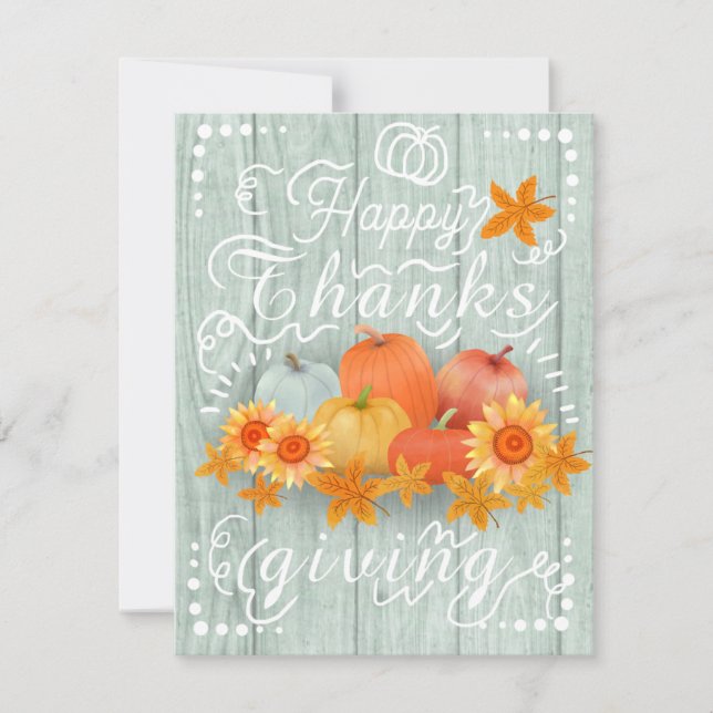 Tarjeta Festiva Calabaza de Otoño Pino Azul (Anverso)