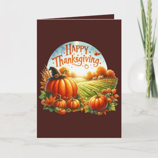 Tarjeta Festiva Calabaza de personalizable de Acción de Gracias (Anverso)