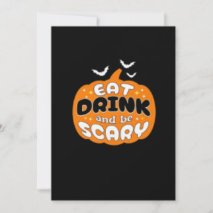 Tarjeta Festiva Calabaza Divertida de Halloween Come Bebe Y Sé Esp