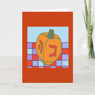 Tarjeta Festiva Calabaza Dreidel (tarjeta de la acción de gracias