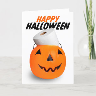 Tarjeta Festiva Calabaza feliz de Halloween con humor de papel hig