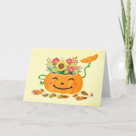 Tarjeta Festiva Calabaza floral de Halloween