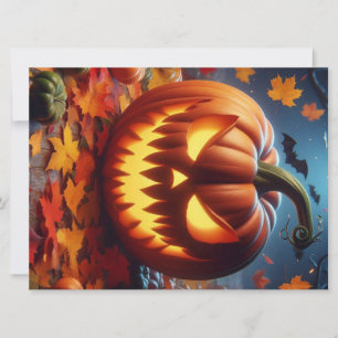 Tarjeta Festiva calabaza/Halloween/murciélago espeluznante