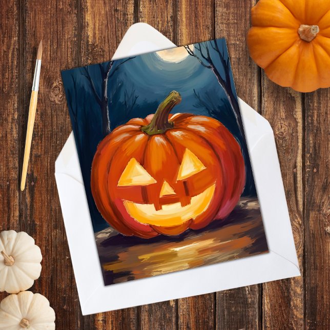 Tarjeta Festiva Calabaza Jack-O-Lantern de Halloween (Subido por el creador)