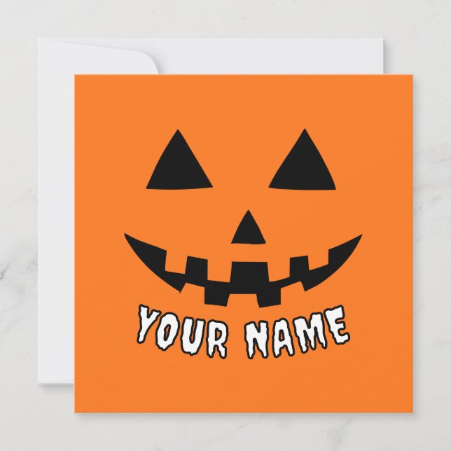 Tarjeta Festiva Calabaza Naranja Personalizada de Halloween Tu Nom (Anverso)