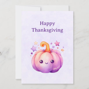 Tarjeta Festiva Calabaza pastel adorable con estrellas de Acción d