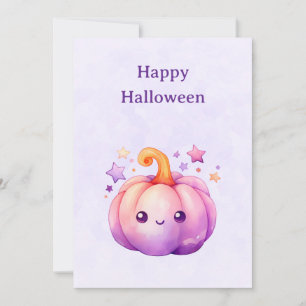 Tarjeta Festiva Calabaza pastel adorable con estrellas Halloween