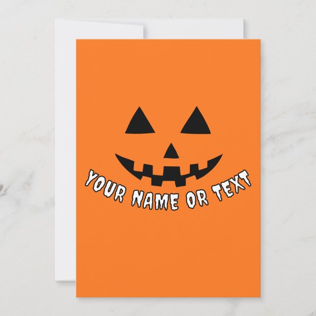 Tarjeta Festiva Calabaza Personalizada de Halloween Tu Nombre o Te (Anverso)