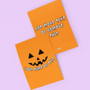 Tarjeta Festiva Calabaza Personalizada Halloween Tu Nombre o Texto