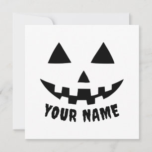 Tarjeta Festiva Calabaza Personalizada Nombre de Halloween Negro y