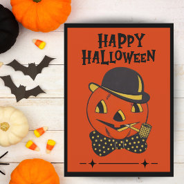 Tarjeta Festiva Calabaza retro vintage con Personalizado de tuberí