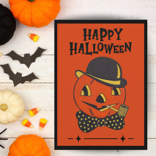 Tarjeta Festiva Calabaza Retro Vintage con Tubo Personalizado de H