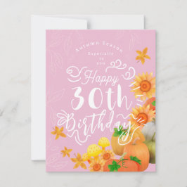 Tarjeta Festiva Calabaza rosa de otoño