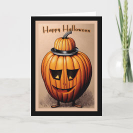 Tarjeta Festiva Calabaza vintage de Jack-O-Lantern