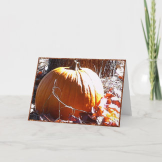 Tarjeta Festiva Calabaza y hojas de otoño