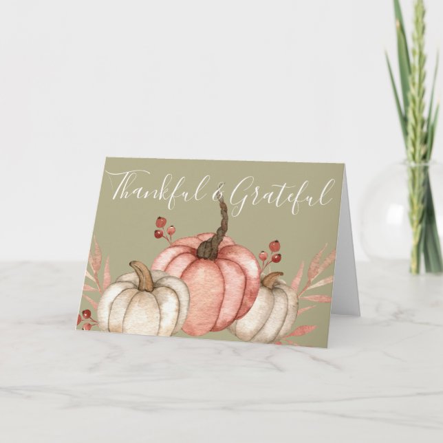 Tarjeta Festiva Calabazas acuarelas en el sabio día de Acción de G (Anverso)