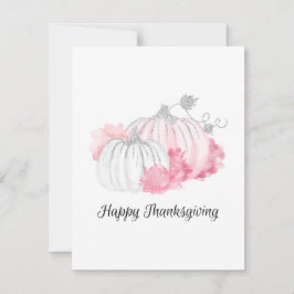 Tarjeta Festiva Calabazas acuáticas rosas y plateadas