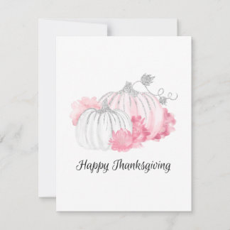 Tarjeta Festiva Calabazas acuáticas rosas y plateadas
