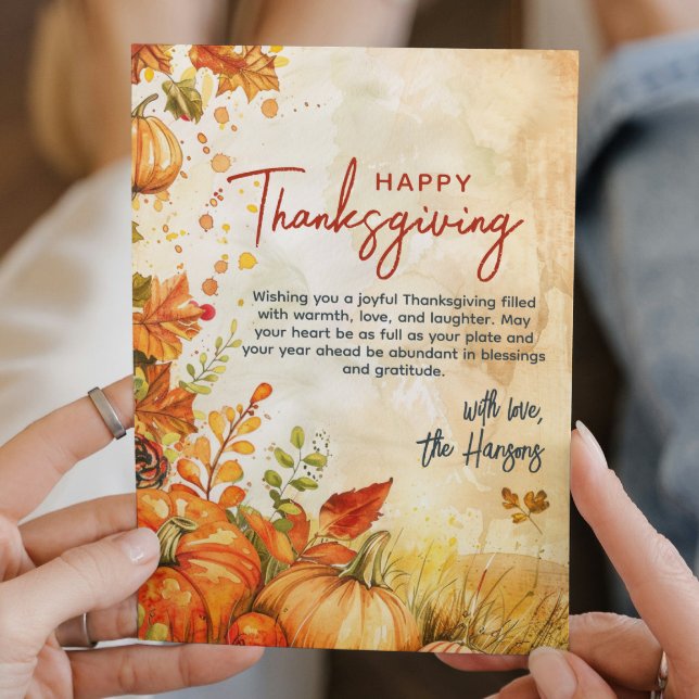 Tarjeta Festiva Calabazas caídas y hojas acción de gracias (Subido por el creador)